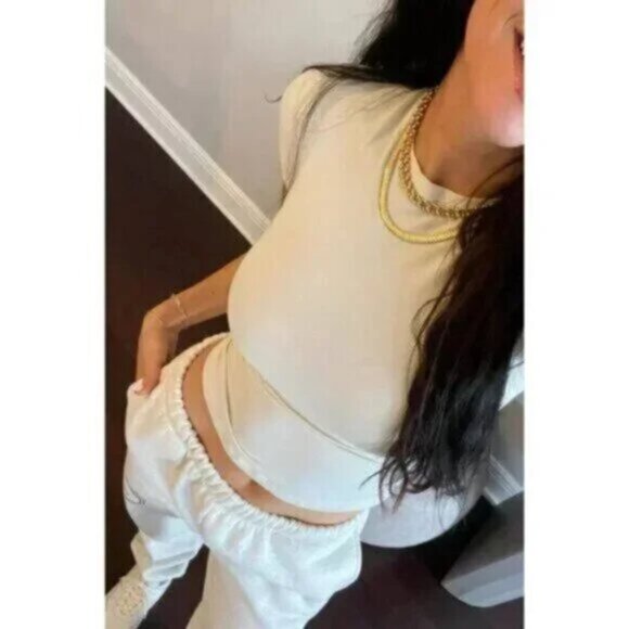 SKIMS Stretch Cotton Tee in Bone Size Medium - Picture 11 of 13